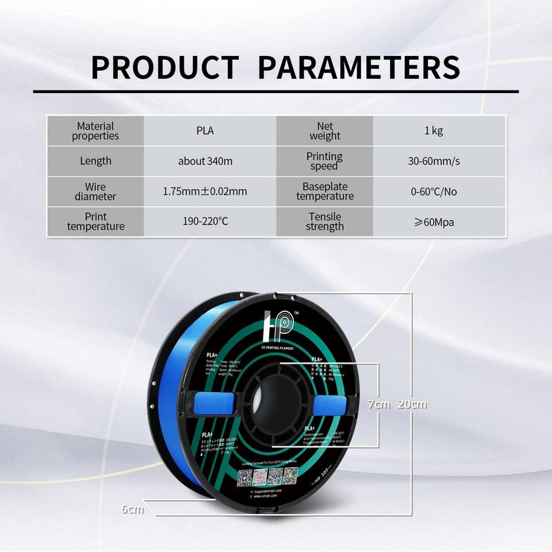 HP3DF PLA Filament, Silk PLA, 3D Printer Filament, PLA Filament 1.75mm Dimensional Accuracy +/- 0.02mm, 1KG Spool (2.2 lbs), Fit Most FDM Printer (Silk Blue) - Image 5